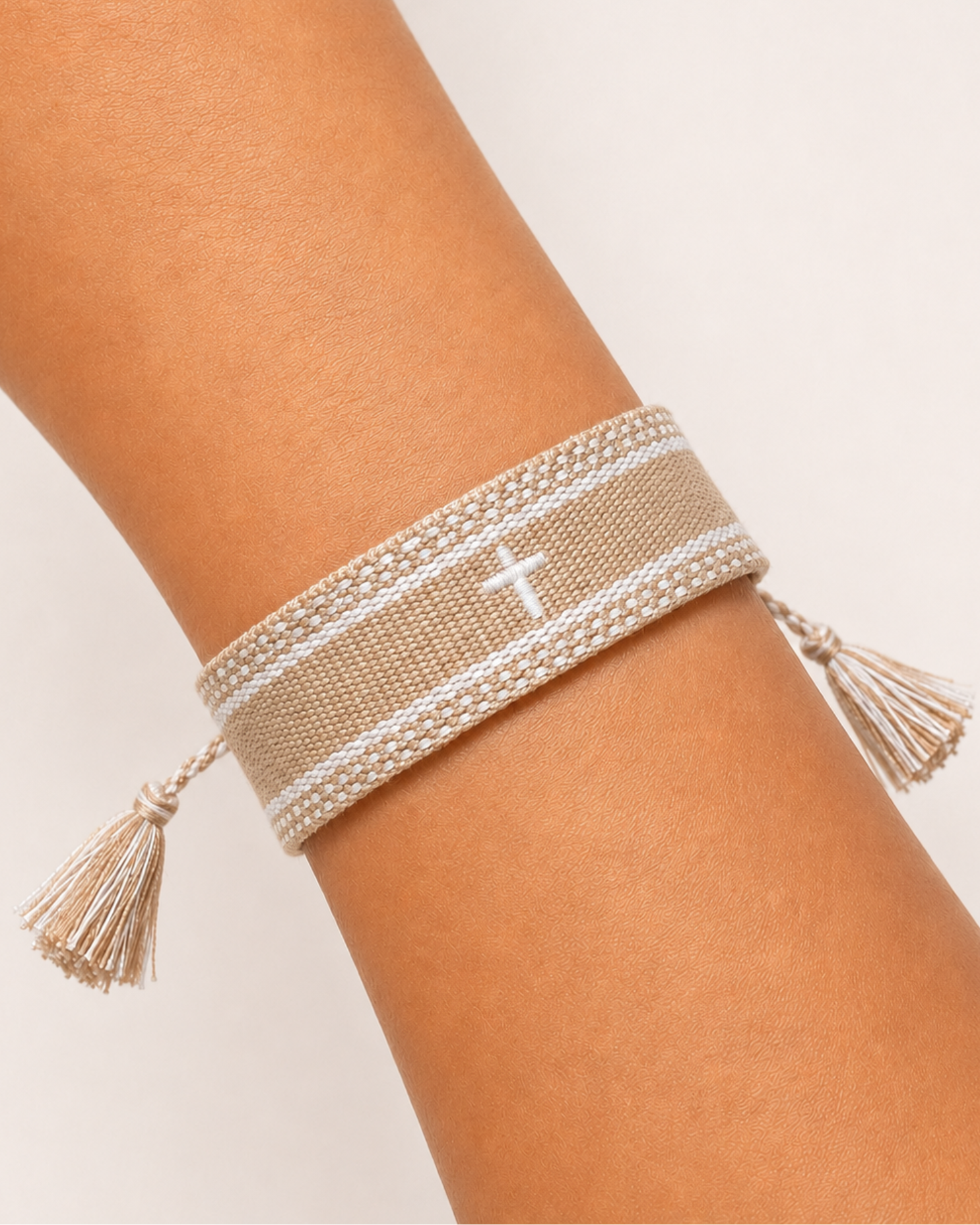 Embroidered Cross Bracelet