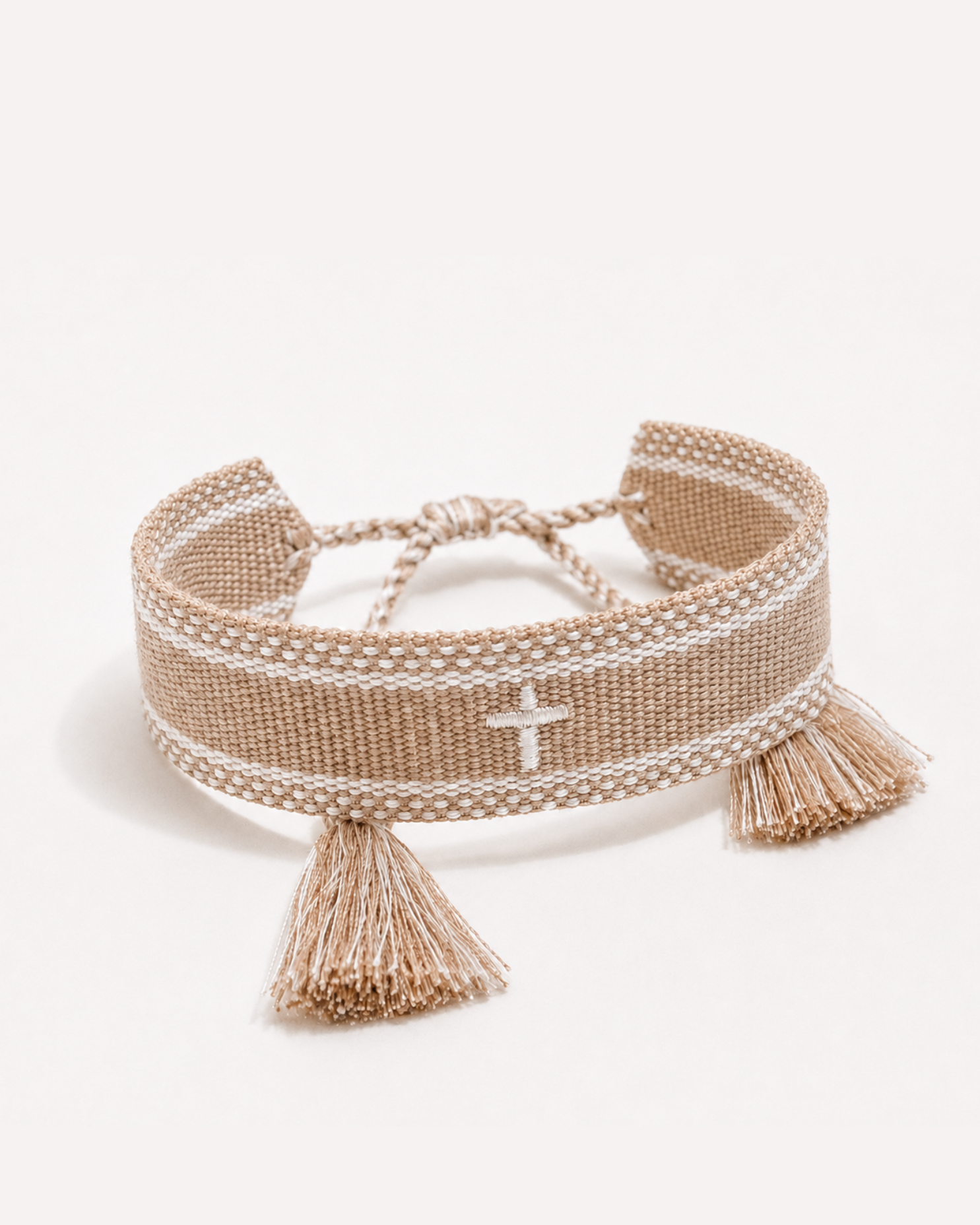 Embroidered Cross Bracelet